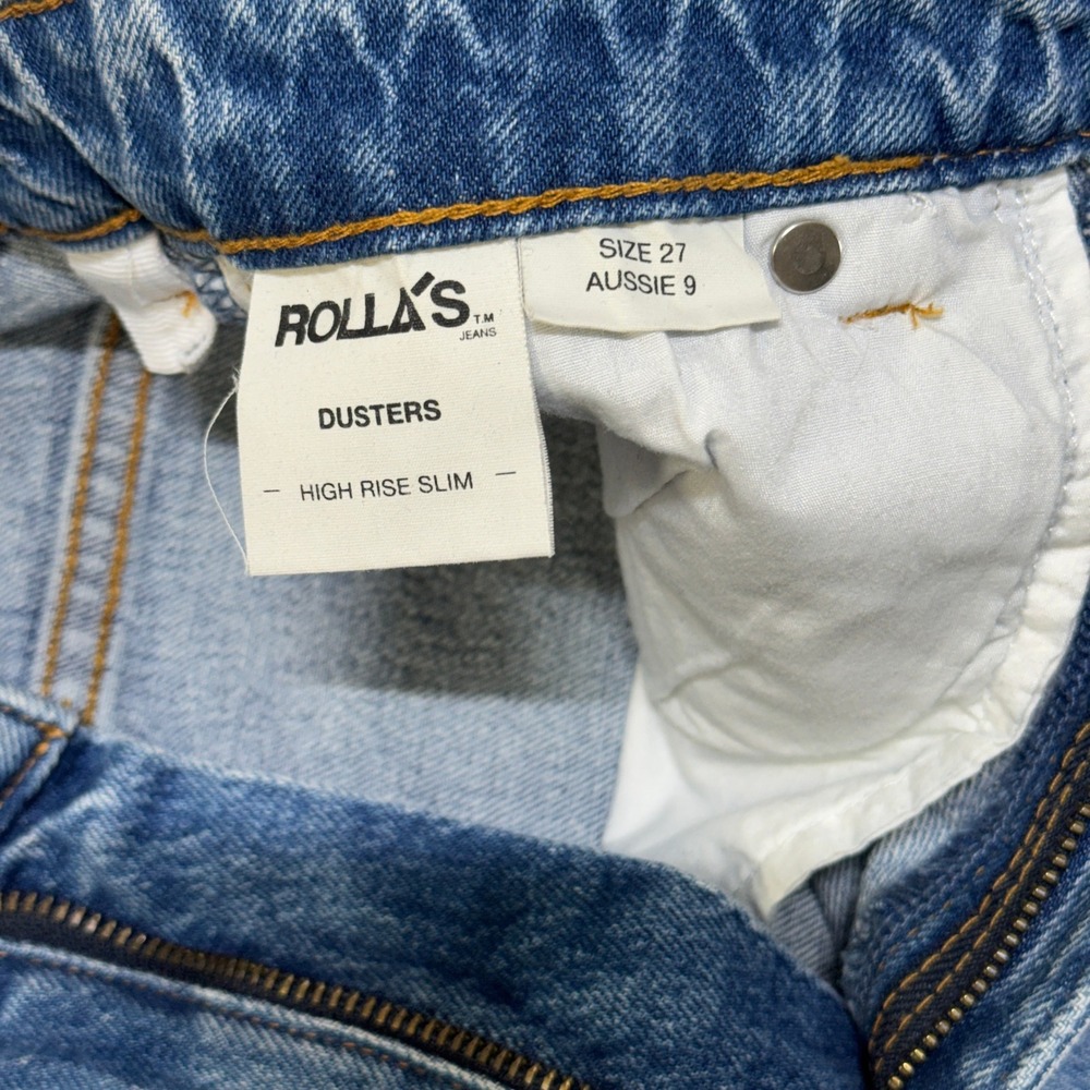 Rollas Dusters High Rise Slim Straight Leg Jeans Blue Size 27 Retro Classic EUC - Picture 5 of 15